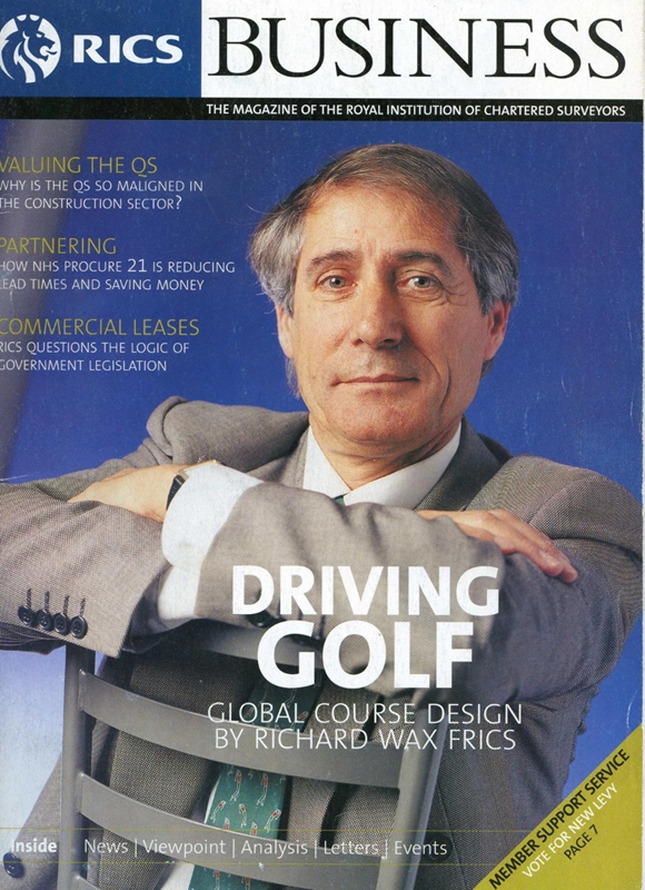 Richard Wax on the cover of RICS Business magazine.